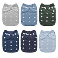ALVABABY Baby Cloth Diaper 6 Pack with 12 Inserts - Reusable