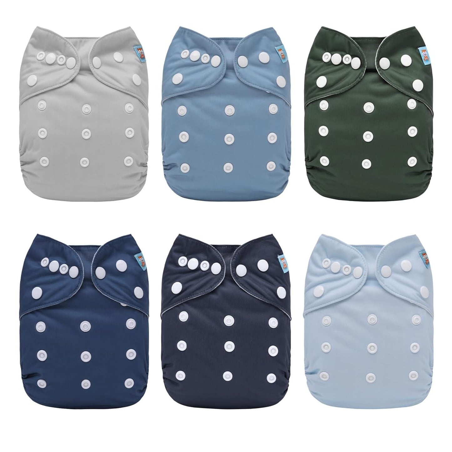 ALVABABY Baby Cloth Diaper 6 Pack with 12 Inserts for Comfort