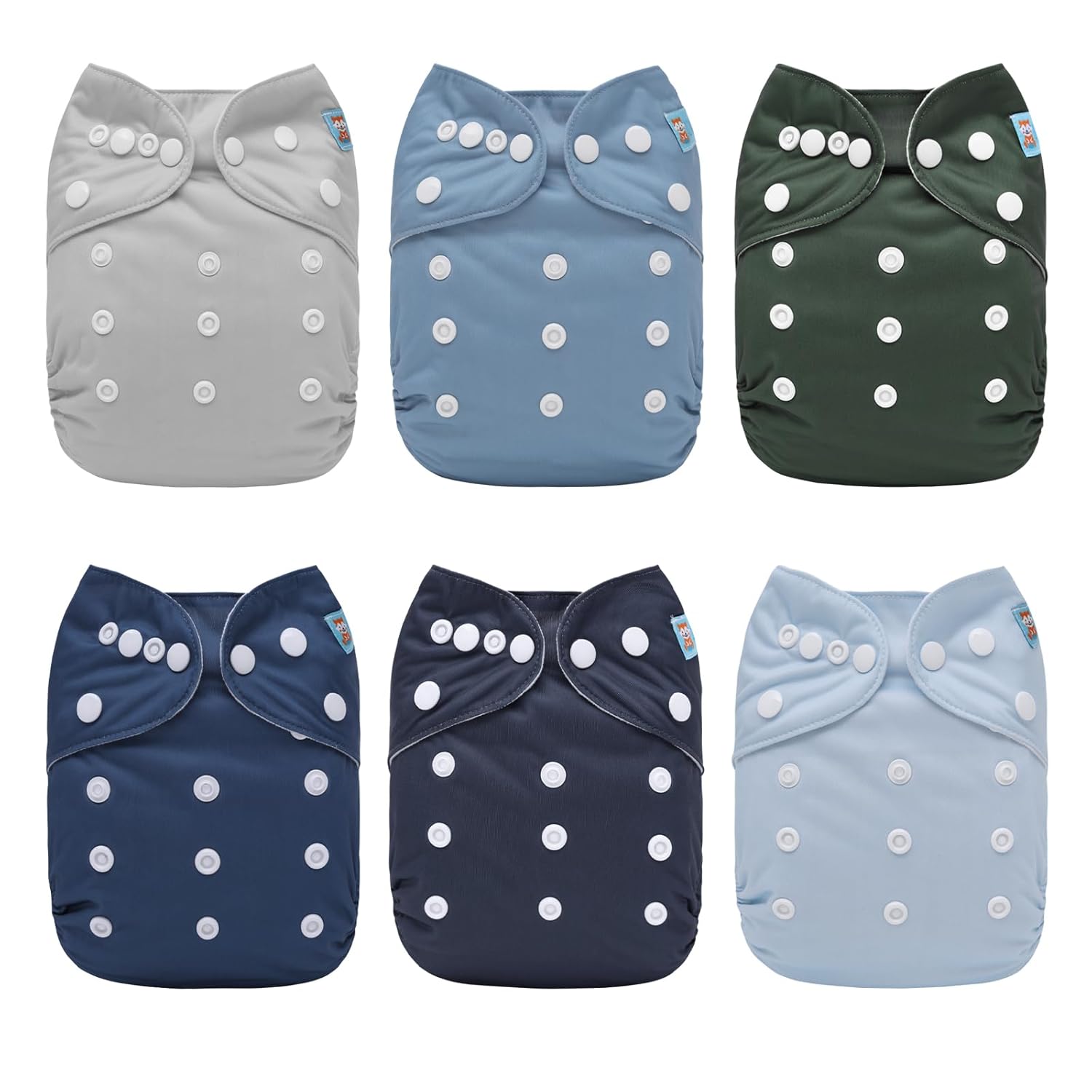 ALVABABY Baby Cloth Diaper 6 Pack with 12 Inserts for Comfort