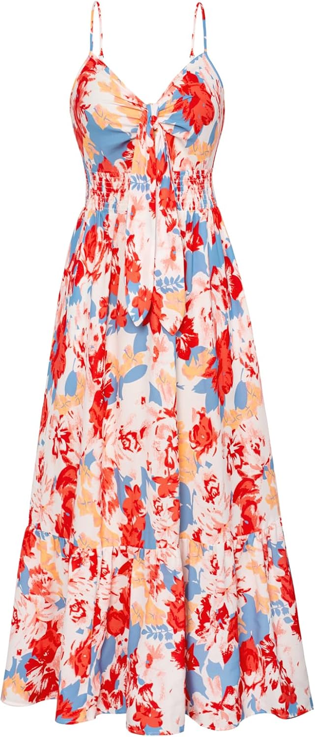 GRACE KARIN Women's Summer Maxi Dress with Floral Tie Front