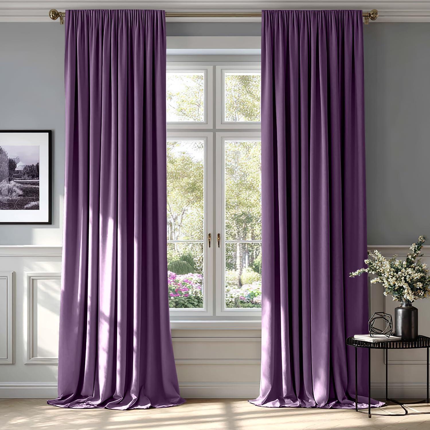 MIULEE Purple Velvet Curtains for Bedroom and Living Room