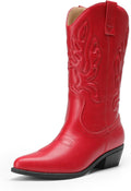 Women's Cowboy Boots Mid Calf Cowgirl Boots - Embroidered Mid-Heel