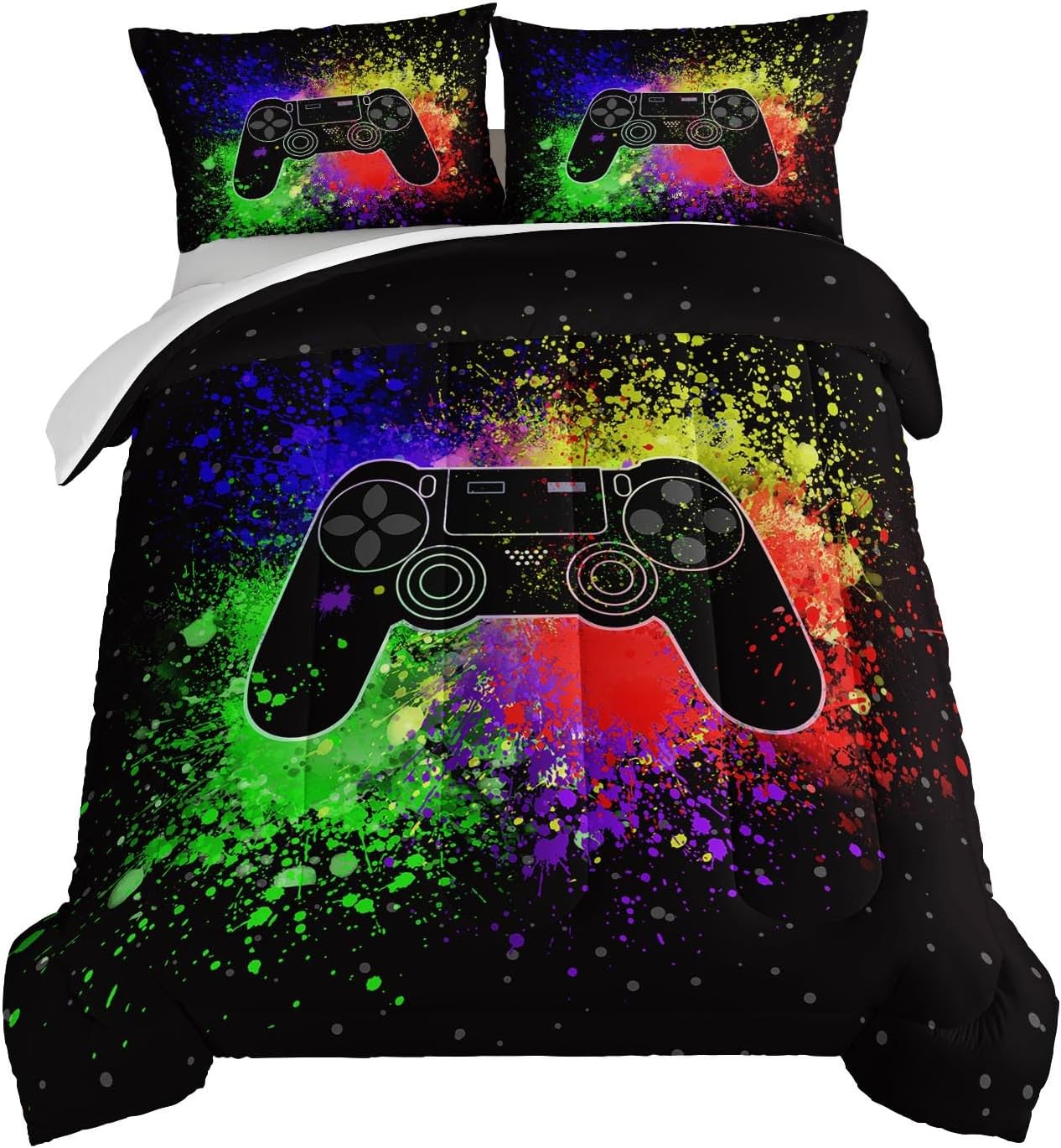 Gaming Twin Comforter Set for Boys with Controller Pattern Design