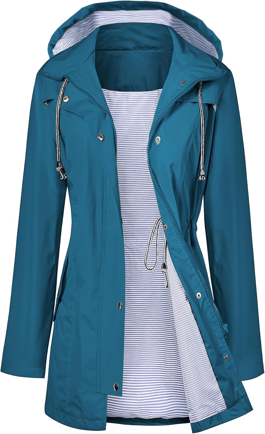 LOMON Waterproof Long Hooded Trench Coat for Women Travel