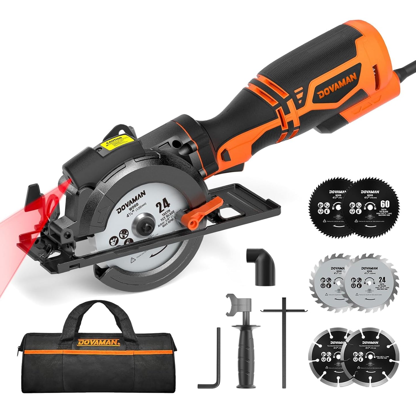 DOVAMAN Circular Saw with Laser and 6 Blades for Precision Cuts