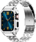 HASLFM Stainless Steel Band with Case for Apple Watch 45mm - Durable