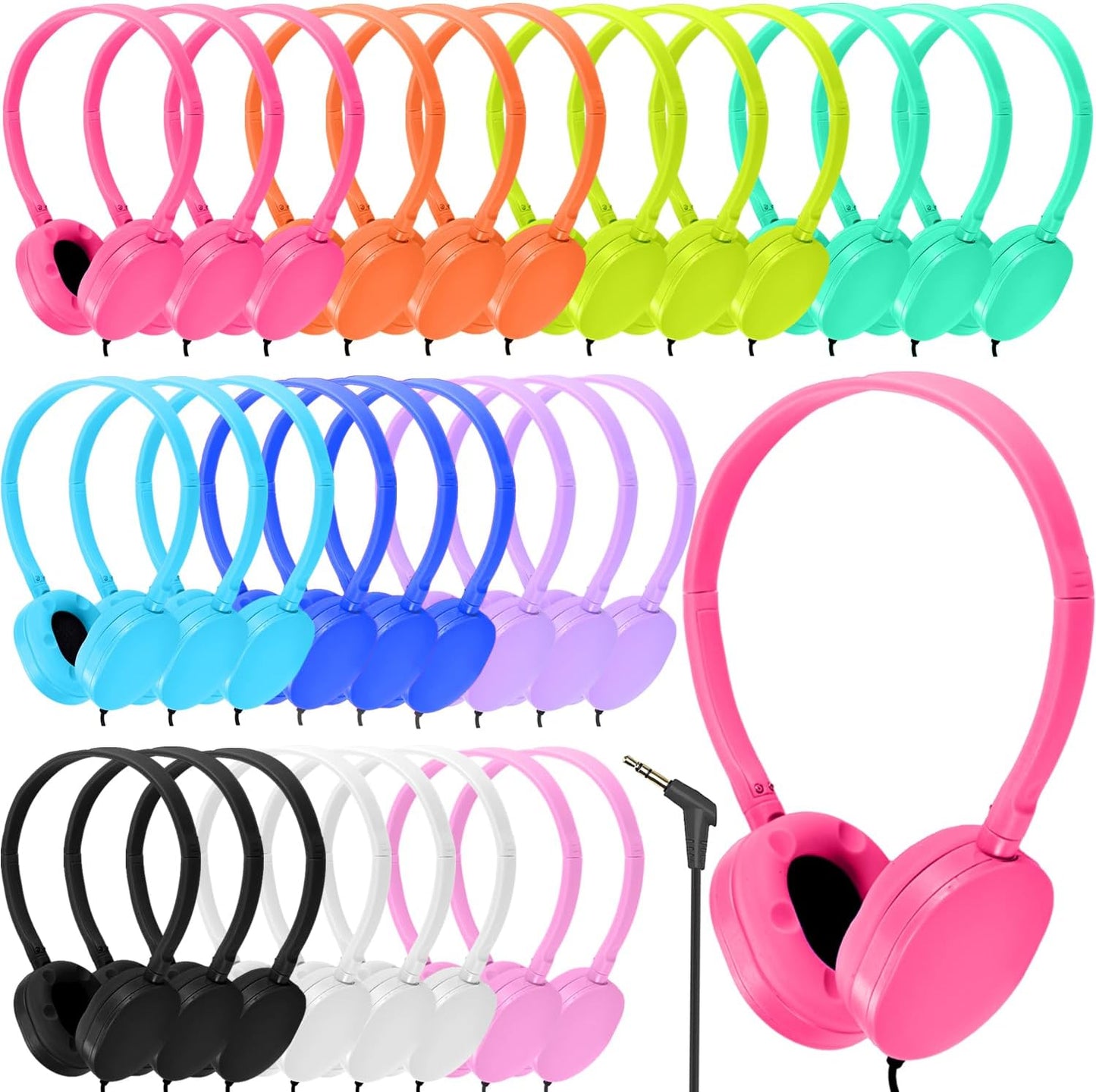 30 Pack Kids Headphones Bulk for Classroom and School Use