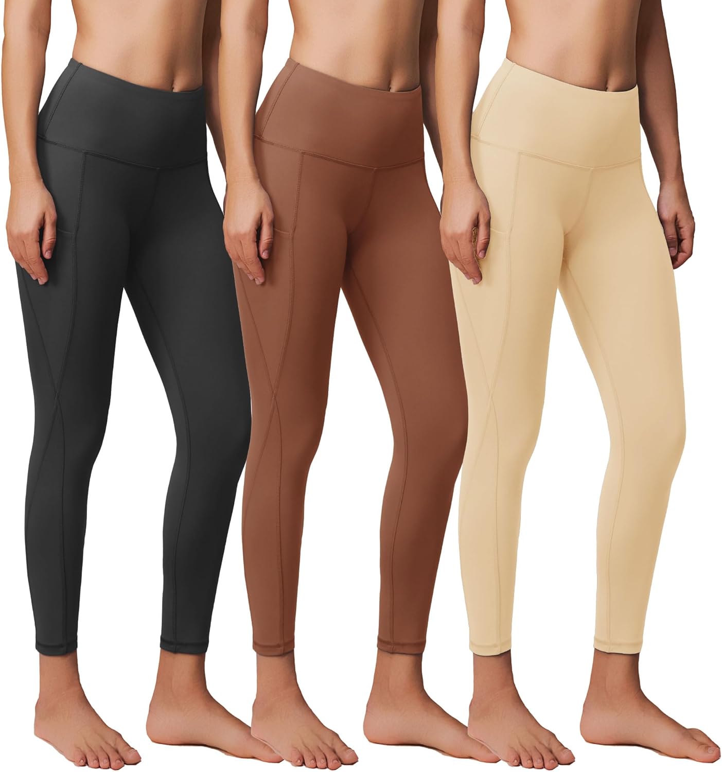 3 Pack Yoga Pants with Pockets for Women - Tummy Control Leggings