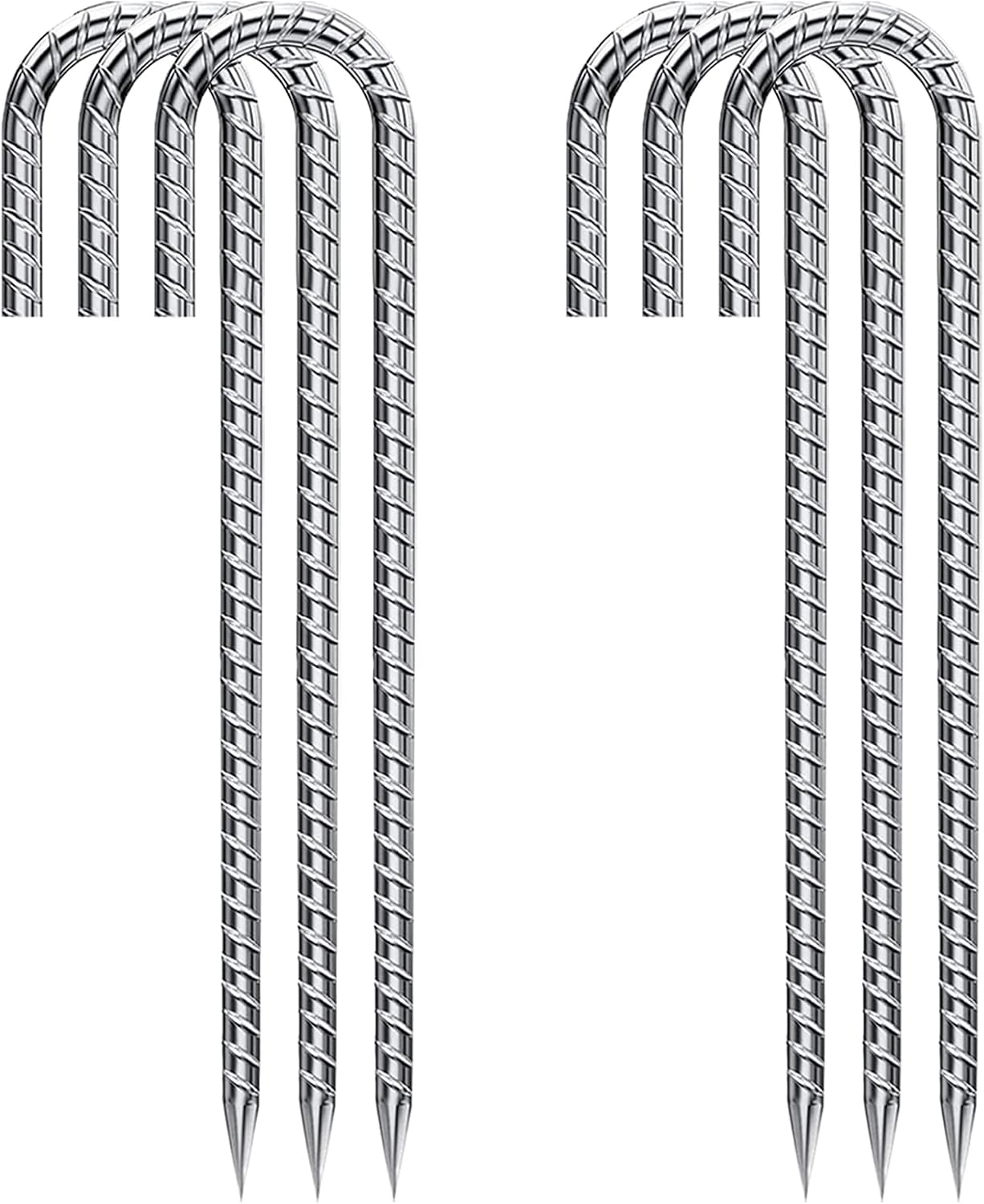 6-Pack 12 Galvanized Rebar Stakes: Heavy Duty Tent & Plant Anchors