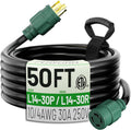 50 FT 30 Amp Generator Extension Cord 4 Prong - Heavy Duty Twist Lock