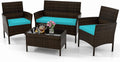 KOTEK 4 Piece Patio Furniture Set - Turquoise Conversation Set