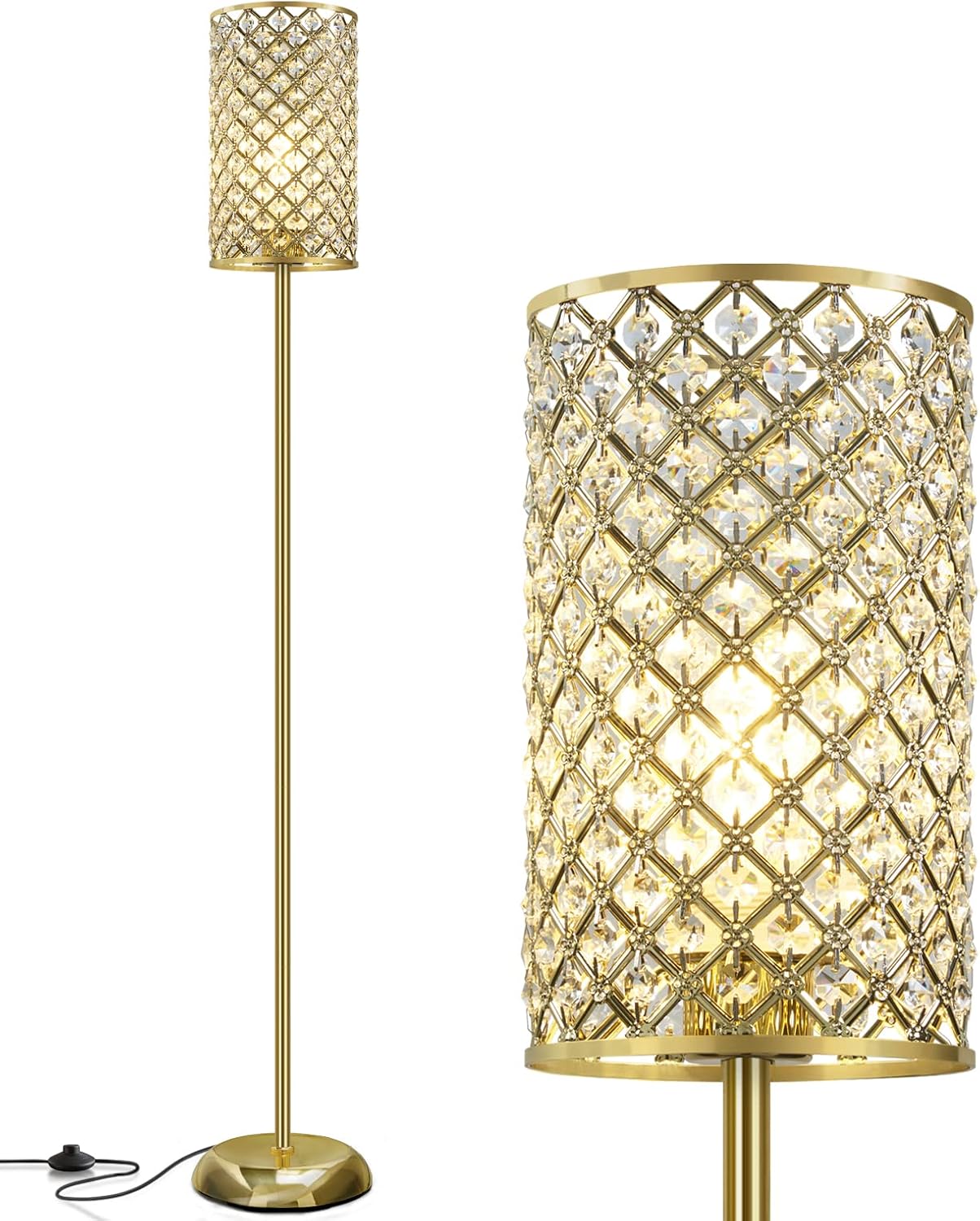 Elegant Crystal Floor Lamp for Modern Living Room and Office