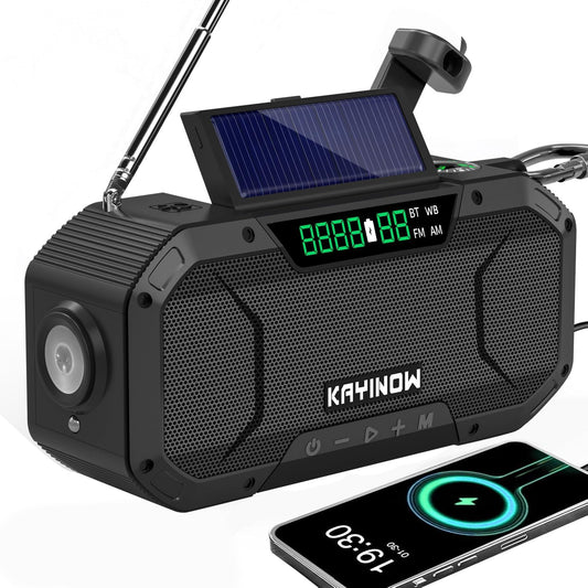 Solar Hand Crank Emergency Radio with Bluetooth Speaker and More