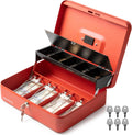Volcora Large Cash Box with Key Lock - Portable Metal Money Safe