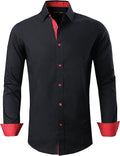 Mens Dress Shirts Regular Fit Long Sleeve Stretch for Men - Cotton