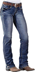 Flamingals Boot Cut Jeans for Women Mid Waist Straight Leg - Retro Fit