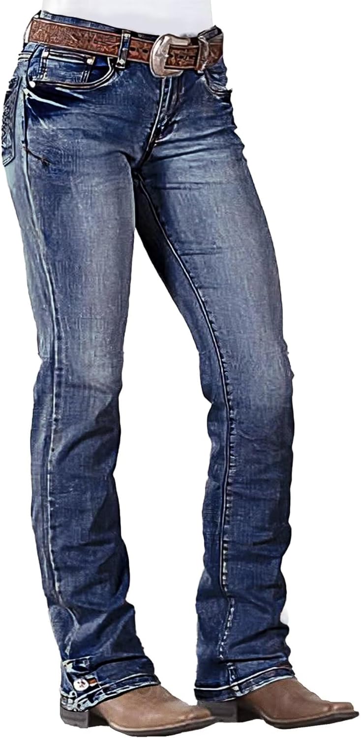 Flamingals Boot Cut Jeans for Women - Trendy Denim Pants