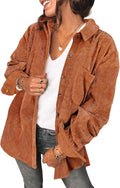 Saslax Womens Corduroy Shirt Jacket - Oversized Layering Shacket