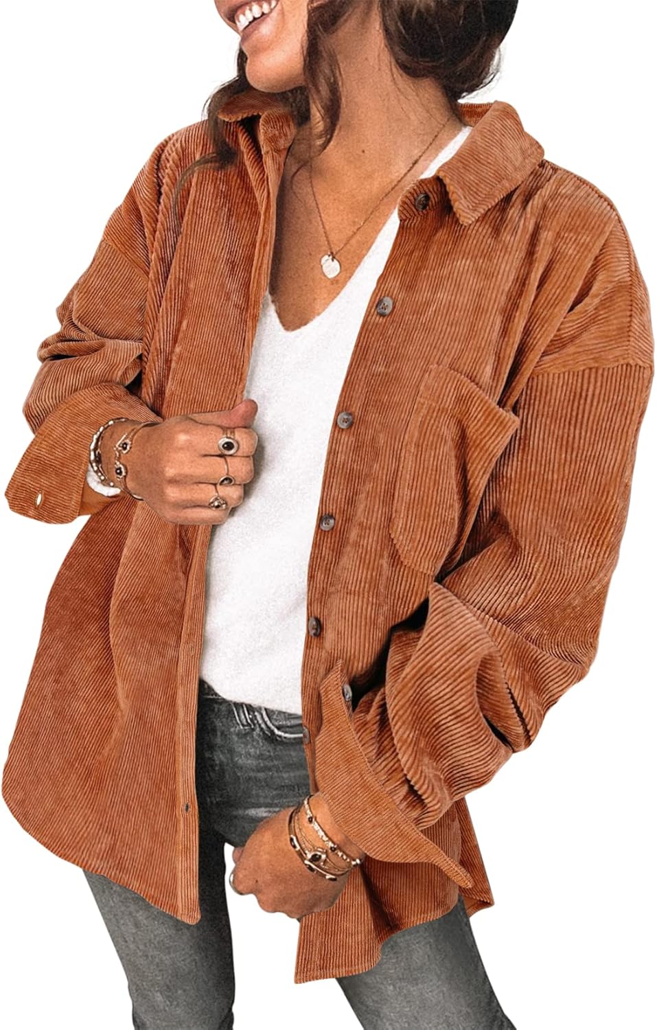 Saslax Womens Corduroy Shirt Jacket for Stylish Layering