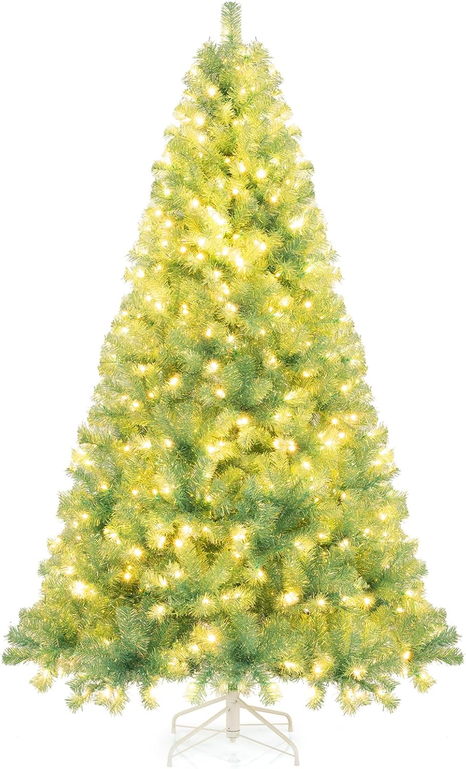 Goplus 7.5 FT Pre-Lit Tinsel Christmas Tree with LED Lights