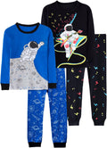 Boys 4-Piece Pajamas Cotton Christmas Halloween Pjs Set - Soft Cotton