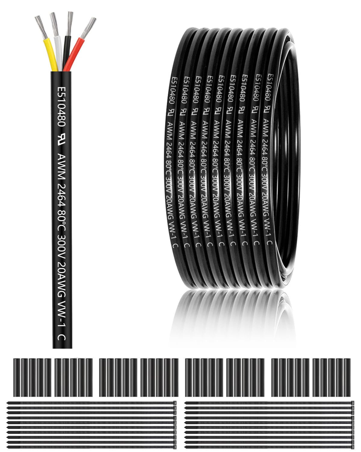 20 Gauge 4 Conductor Electrical Wire for LED Lighting and More