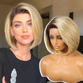 Ombre Blonde Short Straight Bob Wig - Natural Look, Comfortable Fit