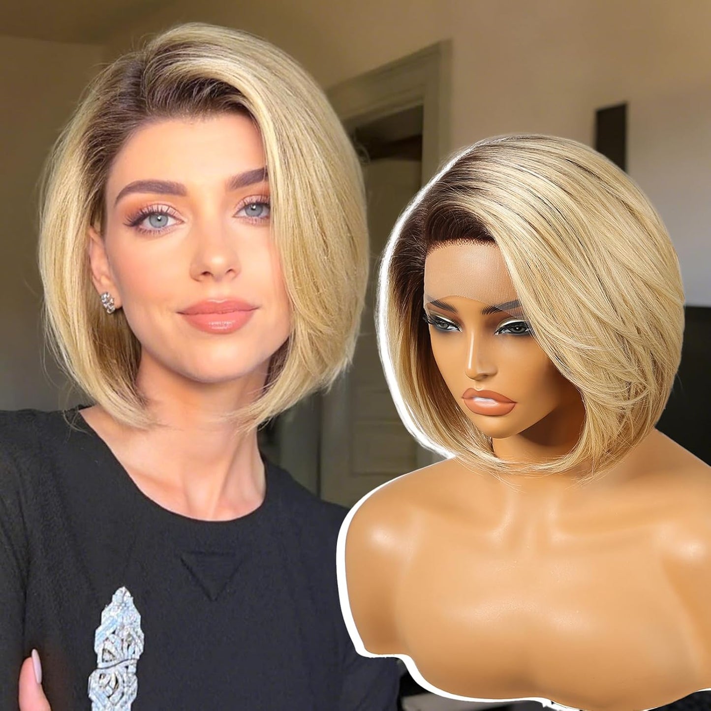 Ombre Blonde Synthetic Lace Front Wig for Stylish Daily Use
