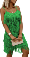 miduo Womens Sequin Tassel Fringe Party Dress - Flirty Sequin Mini
