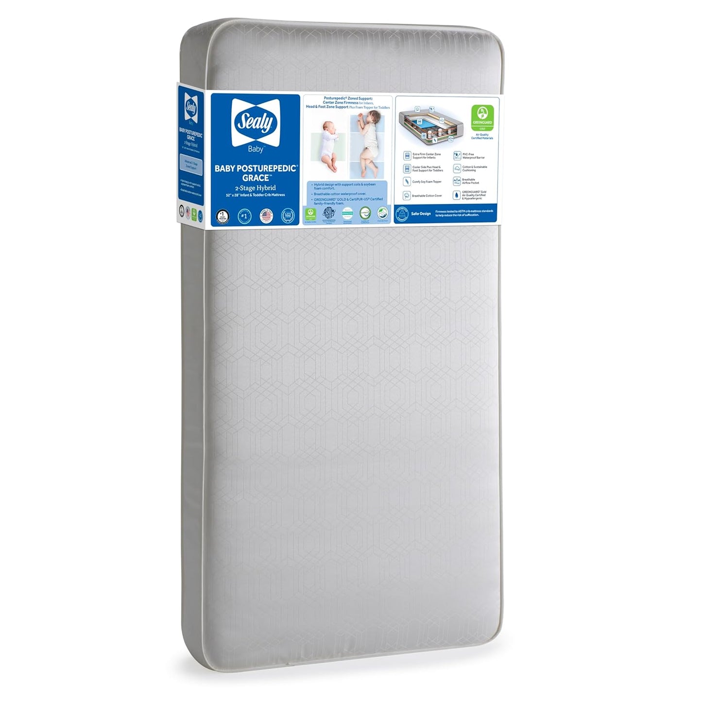 Sealy Baby Posturepedic Grace Hybrid Crib Mattress for Comfort