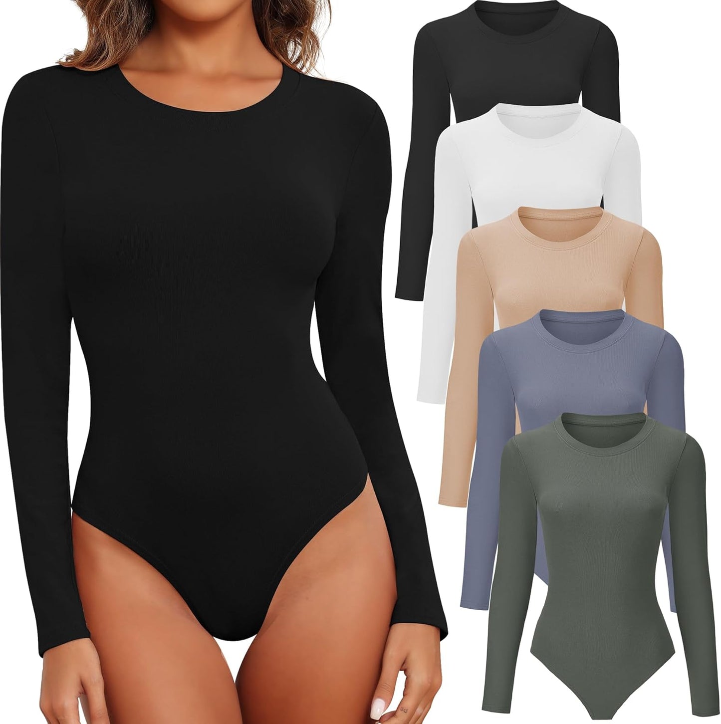 Womens Long Sleeve Bodysuit with Crew Neck for All Occasions