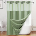 Extra Long No Hook Shower Curtain with Snap in Liner - Sage Green