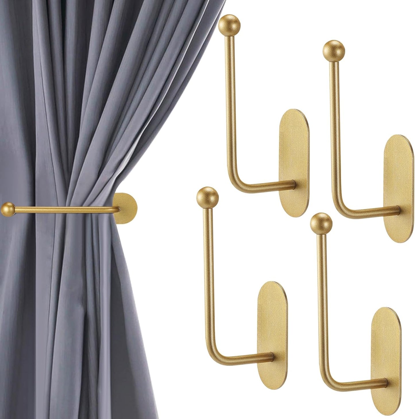 Set of 4 Gold Curtain Holdbacks - No Drill Retro Style!