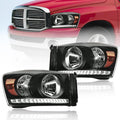 for 2006-2008 Dodge Ram LED DRL Headlights Assembly - Clearer Night