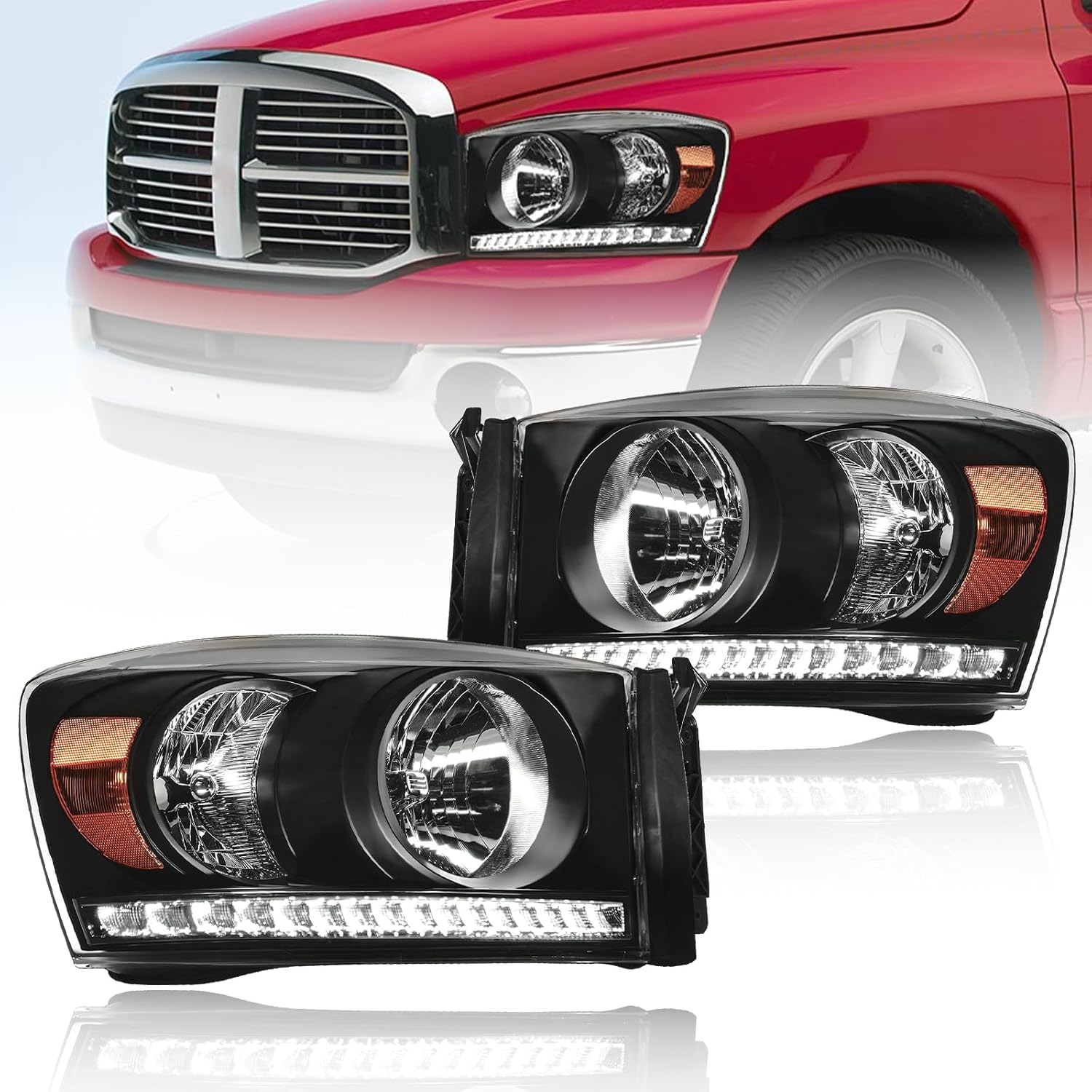 LED DRL Headlights Assembly for 2006-2008 Dodge Ram Models
