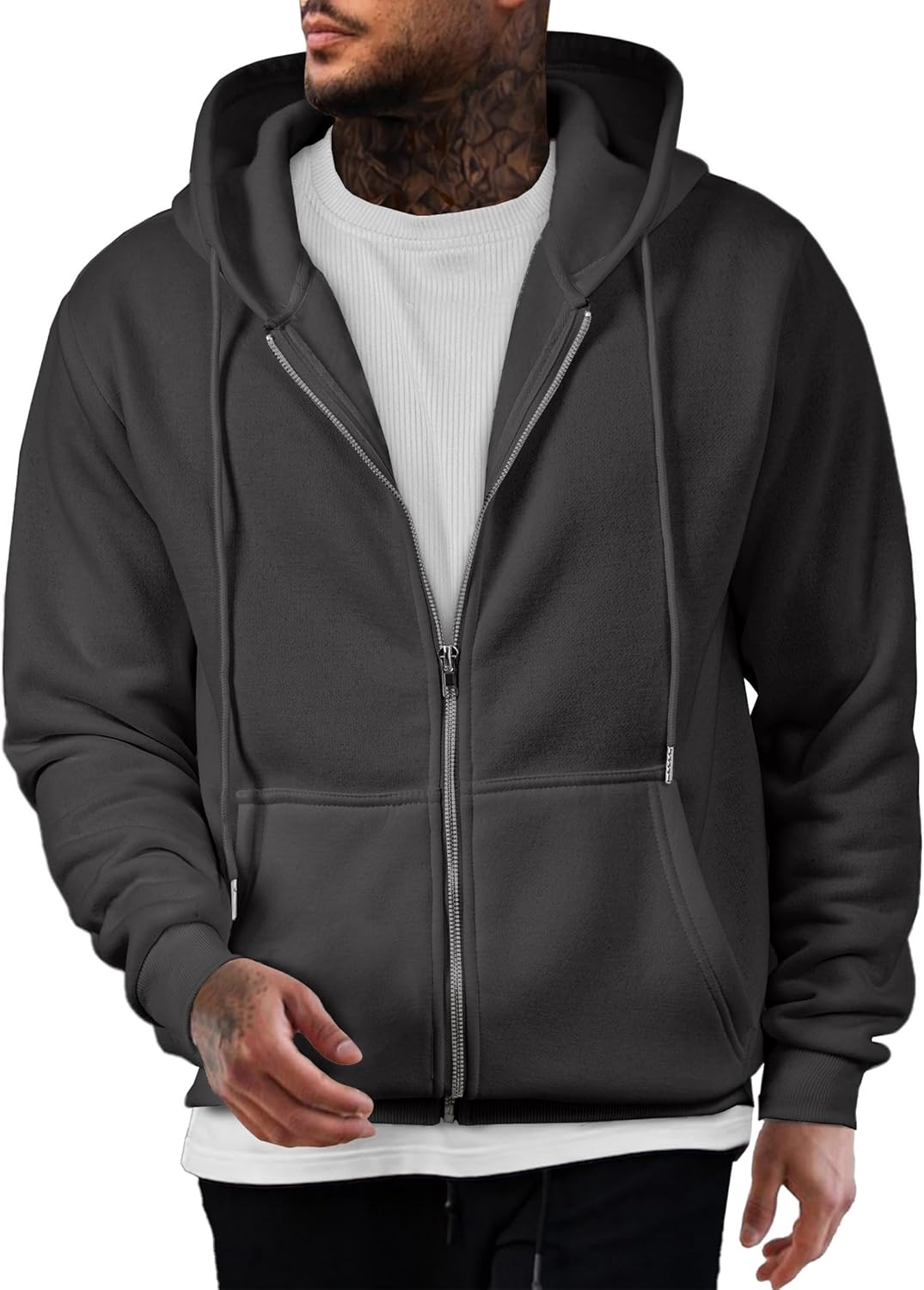 JMIERR Mens Full Zip Casual Cotton Hooded Fleece Sweatshirts