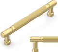 Brushed Gold Knurled Cabinet Pulls 6.3 in Hole Center - 10 Pack