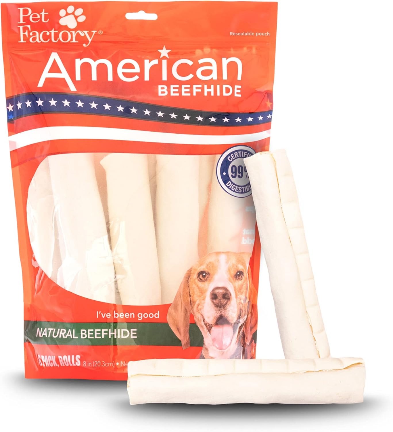 Pet Factory American Beefhide Rolls Dog Chew Treats for Chewers