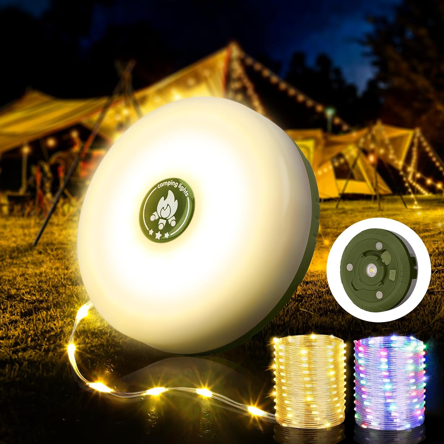 Portable Rechargeable Tent String Lights - 8 Lighting Modes!