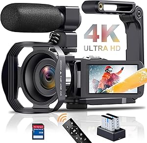 4K Video Camera Camcorder with Night Vision and 18X Zoom