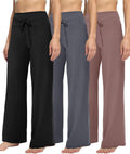 Wide Leg Pants 3 Pack for Women - Soft High Waist Palazzo