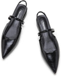 Women's Leather Slingback Flats and Heels - Pointed Toe Comfort