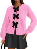 PRETTYGARDEN Bow Tie Front Cardigan Sweater - Cozy Fall Staple