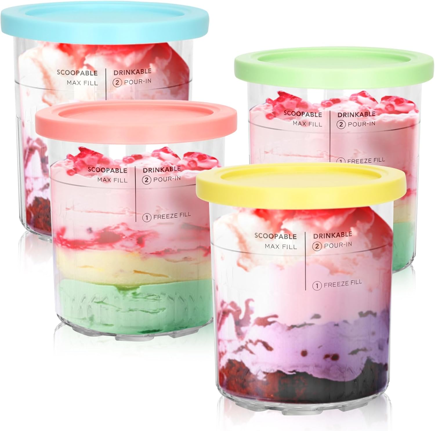 Ninja Creami Deluxe Pints 4-Pack - Fits 24oz & Dishwasher Safe