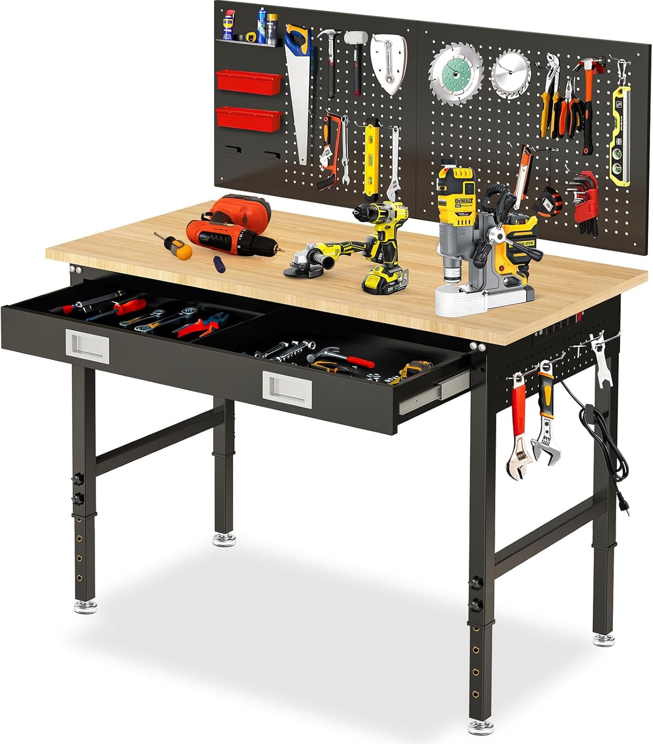 48 Workbench for Garage with Drawers and Adjustable Height