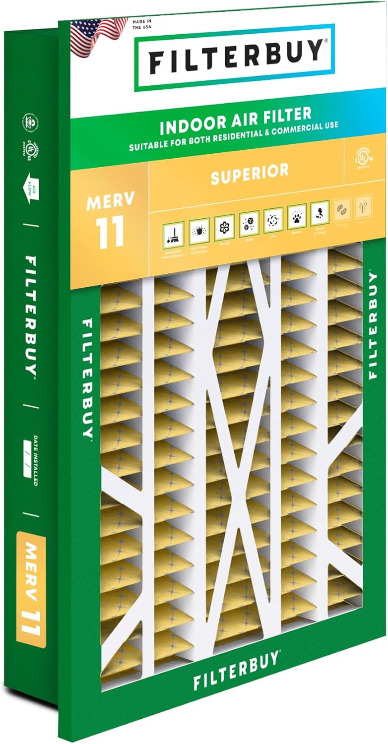 Filterbuy 16x25x5 Air Filter MERV 11 for Pet & Allergy Defense