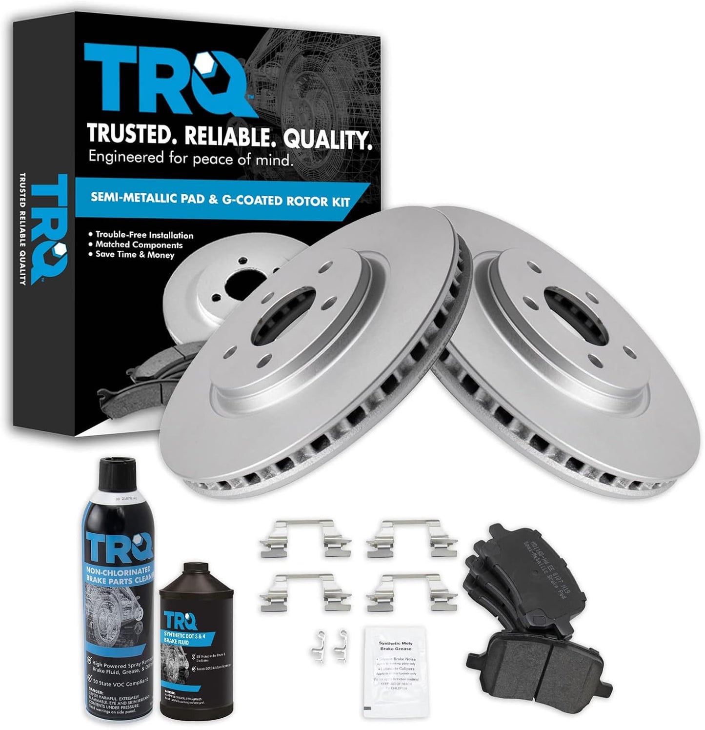 TRQ Front Brake Pad & Rotor Kit for Chevrolet and Pontiac Vehicles