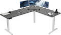 L-Shaped Standing Desk 74.8 x 63 in Black Top White Frame - Corner