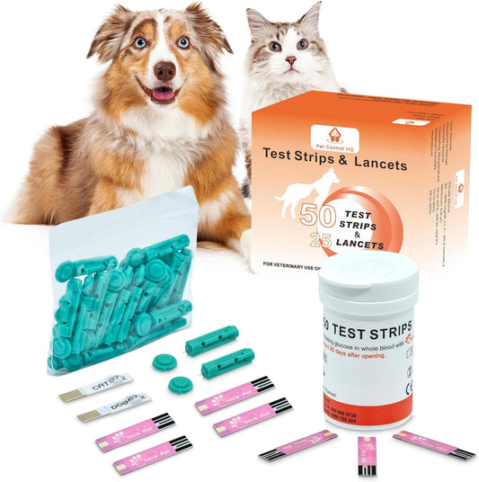 50 Pet Glucose Test Strips - Monitor Dog & Cat Blood Sugar