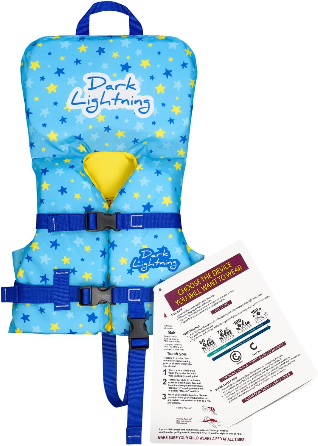 Dark Lightning USCG Approved Infant Life Jacket for Safety